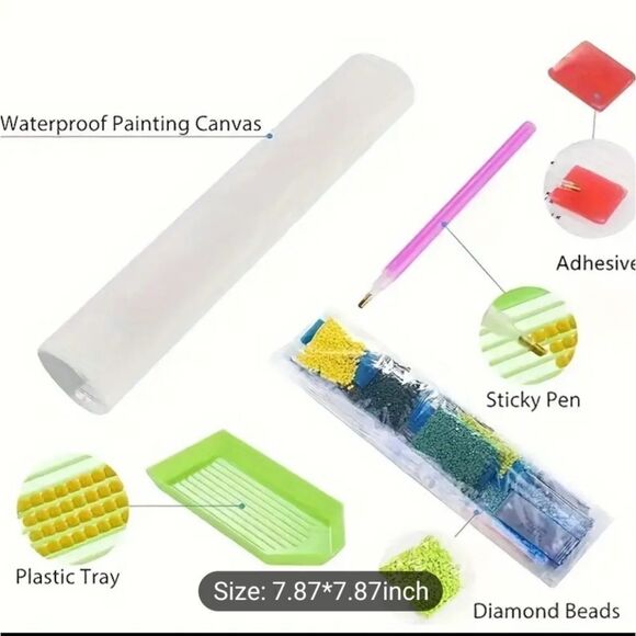 Diamond Painting Kit, Brown White Puppy, measures 20 x 20 cm - Picture 4 of 6